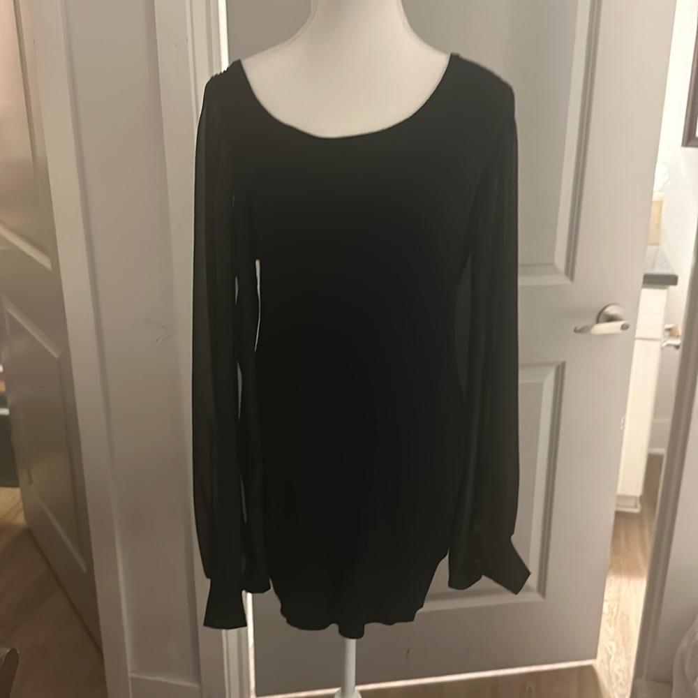 Arden B Black Long Sleeve Mini Cocktail Dress